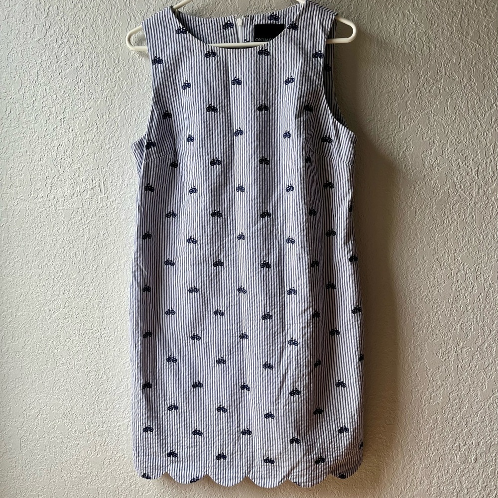 Cynthia Rowley blue and white striped bicycle dress